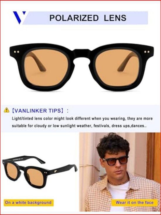 Retro Small Chunky Square Polarized Sunglasses for Men Women VL9881